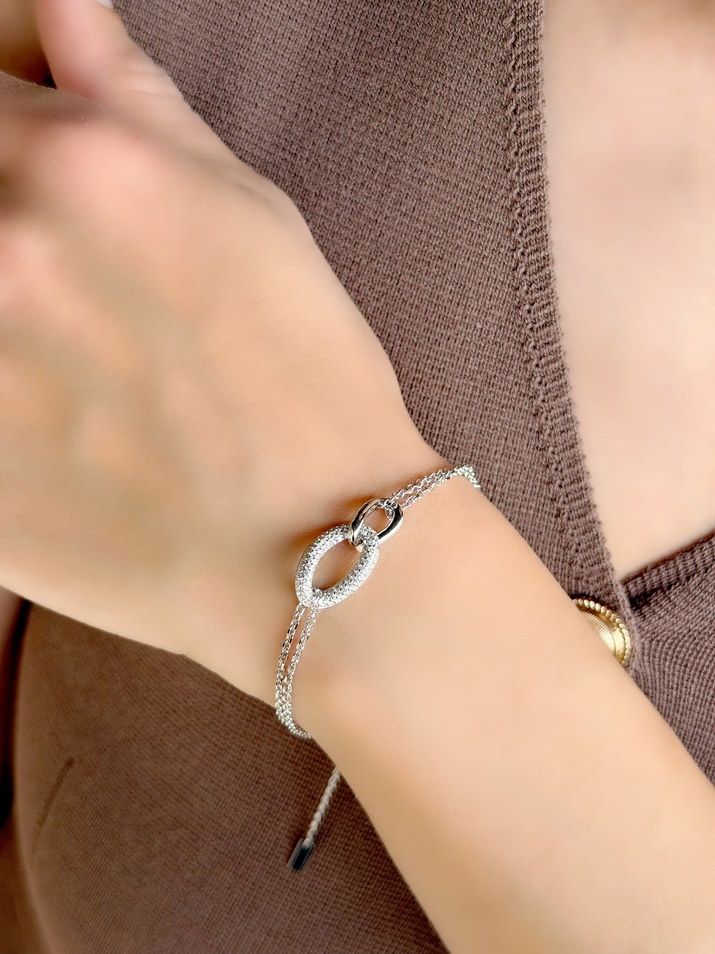 Double Chain Connected Links Design Bracelet