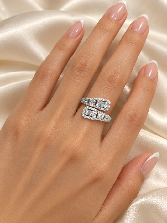 Adjustable Baguette Stones Design Ring