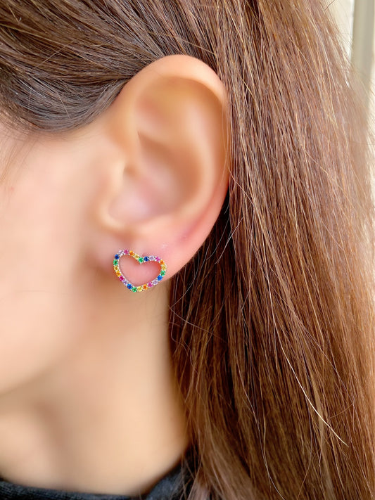 Rainbow Colors Heart Design Earrings