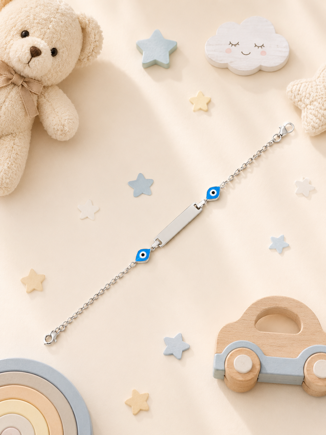 Light Blue Evil Eye Kid Bracelet