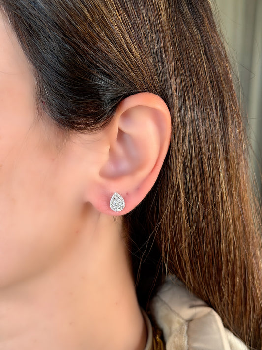 Tear Drop Design Earrings With Small White Stones