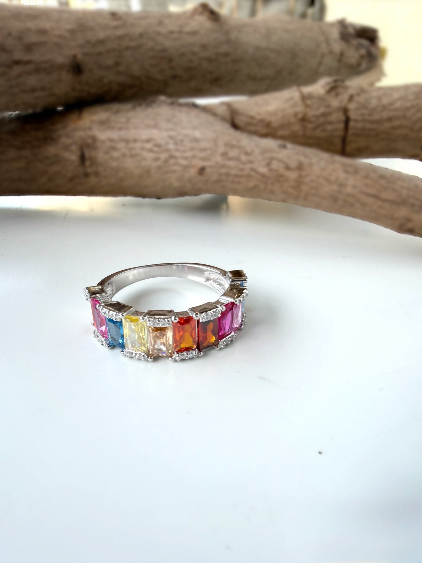 Coloured Square Stone Ring