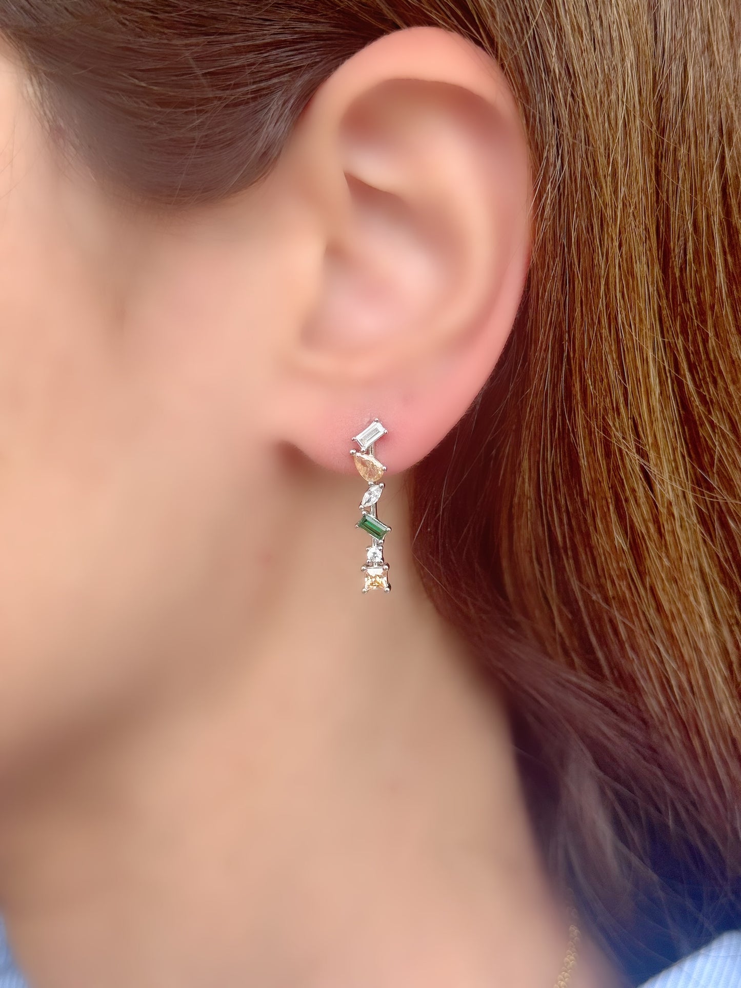 Drop Design Earrings With Multiple Stone Shape & Colors