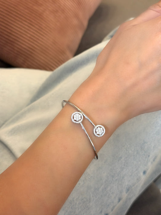 Bangle Women Bracelet With Round Baguette Stones