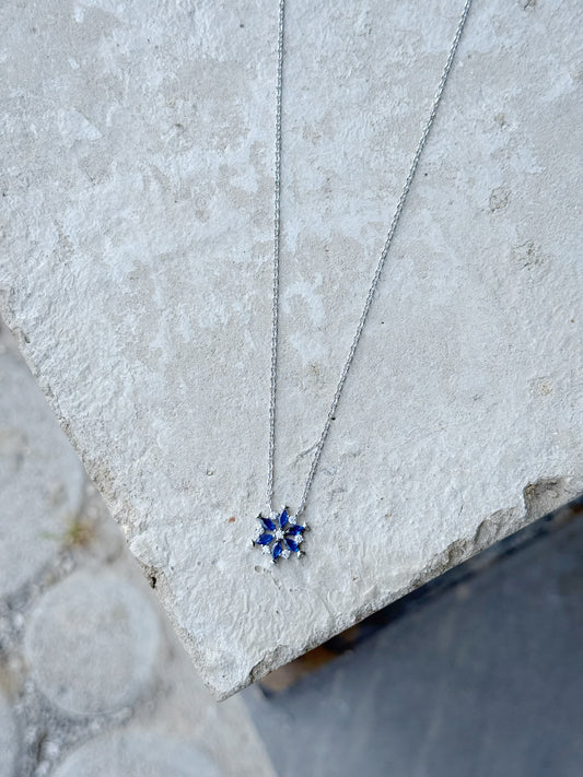 Navy Blue Floral Design Necklace