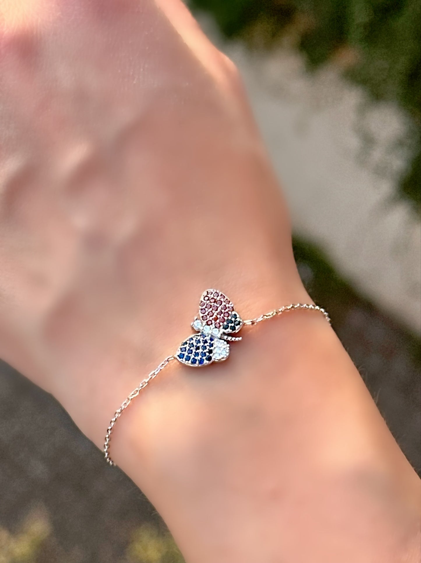 Butterfly With Coloured Stones Bracelet