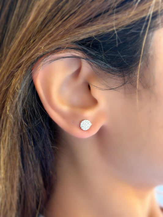 Simple Round Design Earrings White Stones
