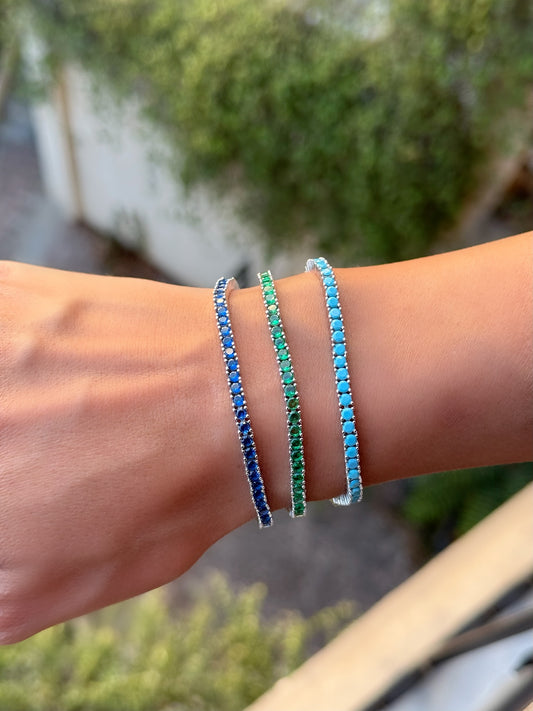 Tennis Bracelet With Tennis Lock Available In Three Colors