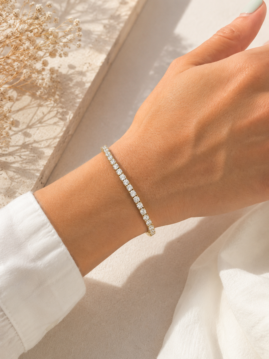 Silver 925 Gold Plated Tennis Bracelet - 16 cm