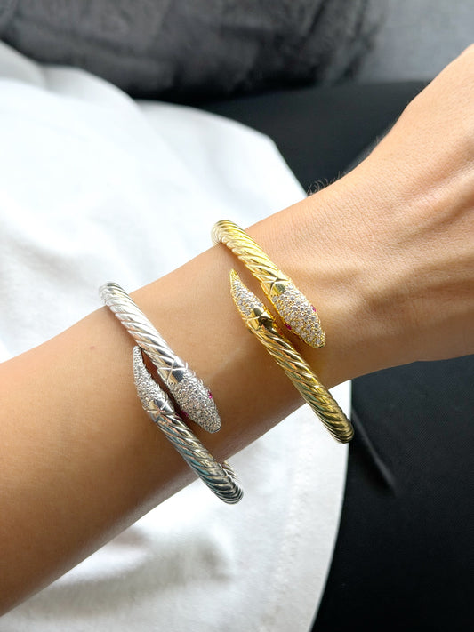 Silver 925 Gold Plated Snake Bangle Bracelet
