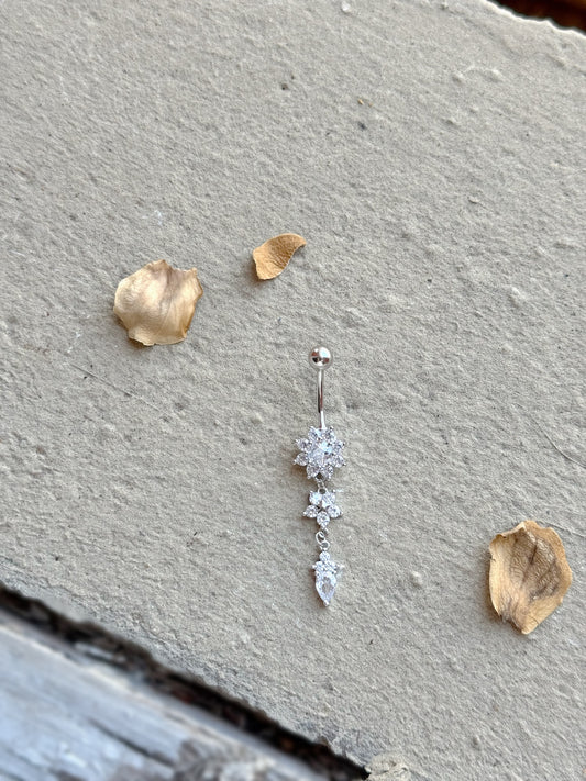 Two Flowers With Tear Drop Design  Belly Piercing