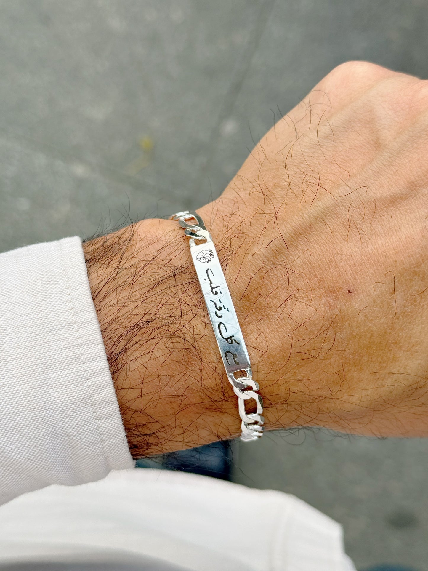 925 Gourmet Chain Bracelet With Plain Silver Plate In The Middle For Men