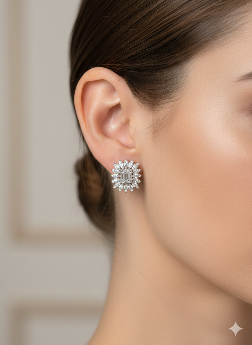 Elegant Baguette Stone Design Earrings