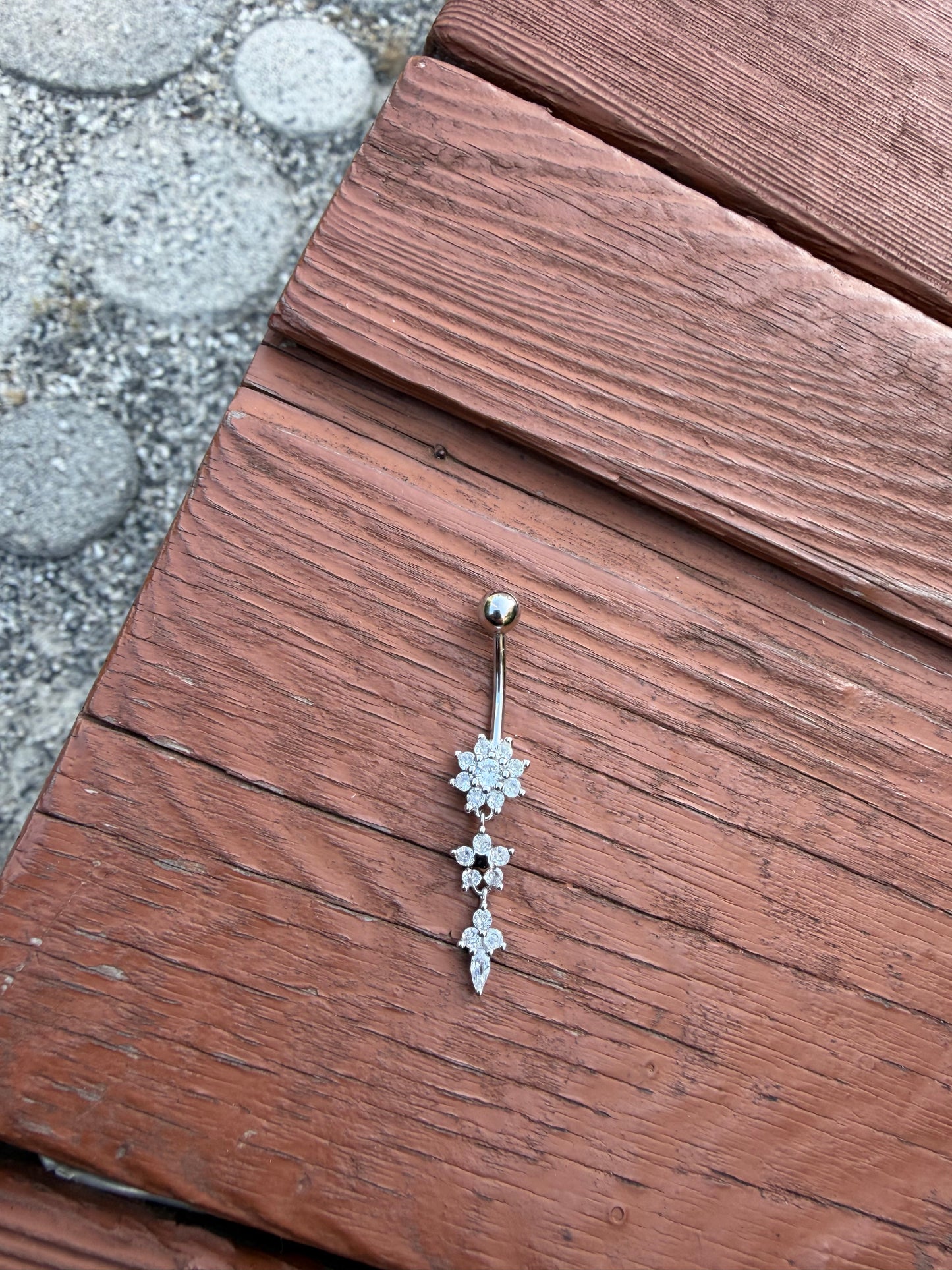 Two Flowers With Tear Drop Design  Belly Piercing