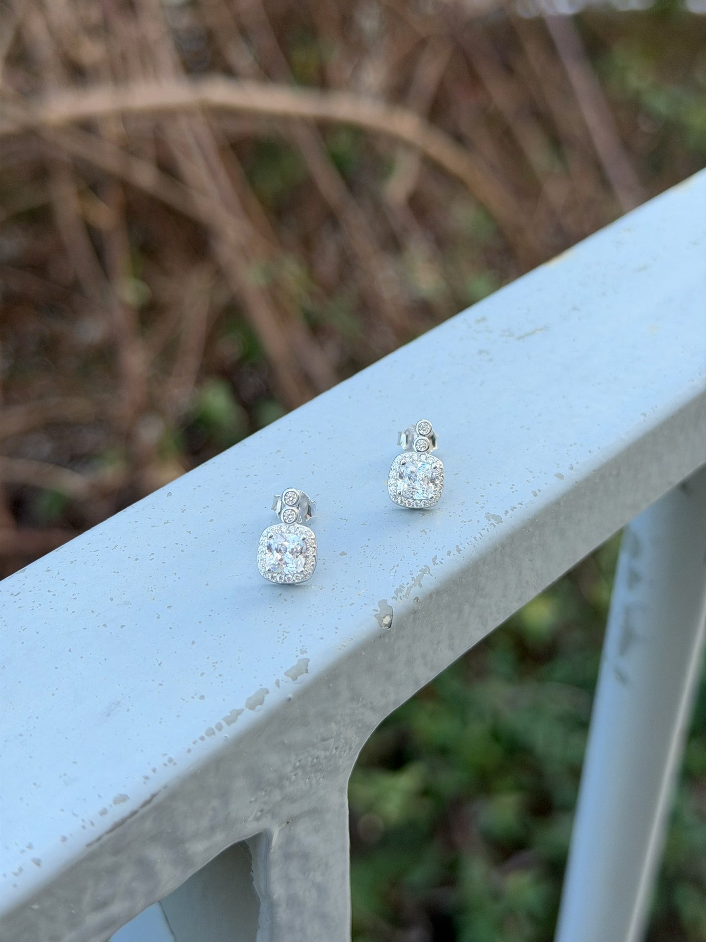 Cushion Cut Design Earrings