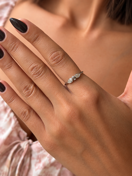 Two Pear Shaped Design Ring