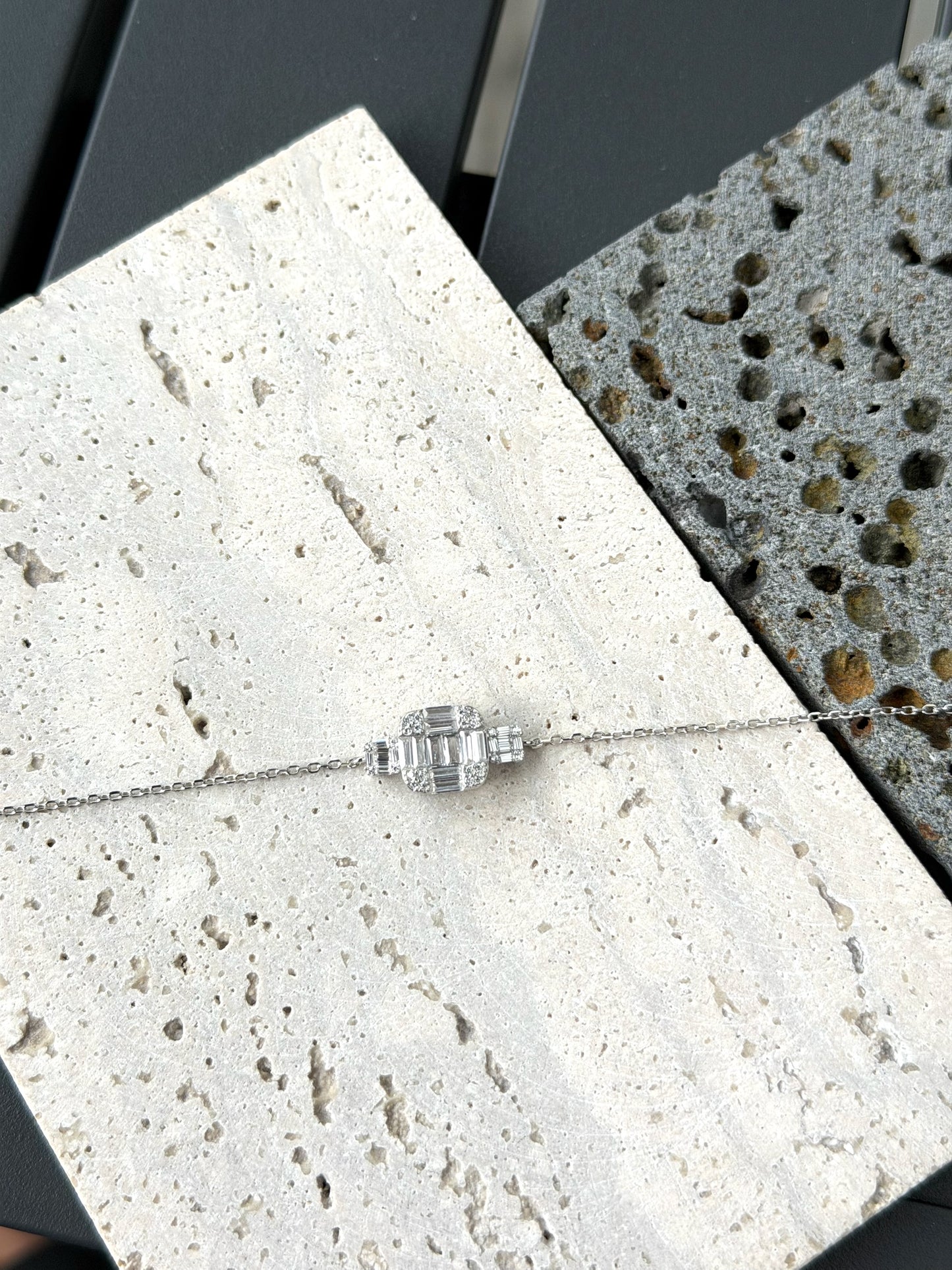 Square Design Baguette Stone Bracelet