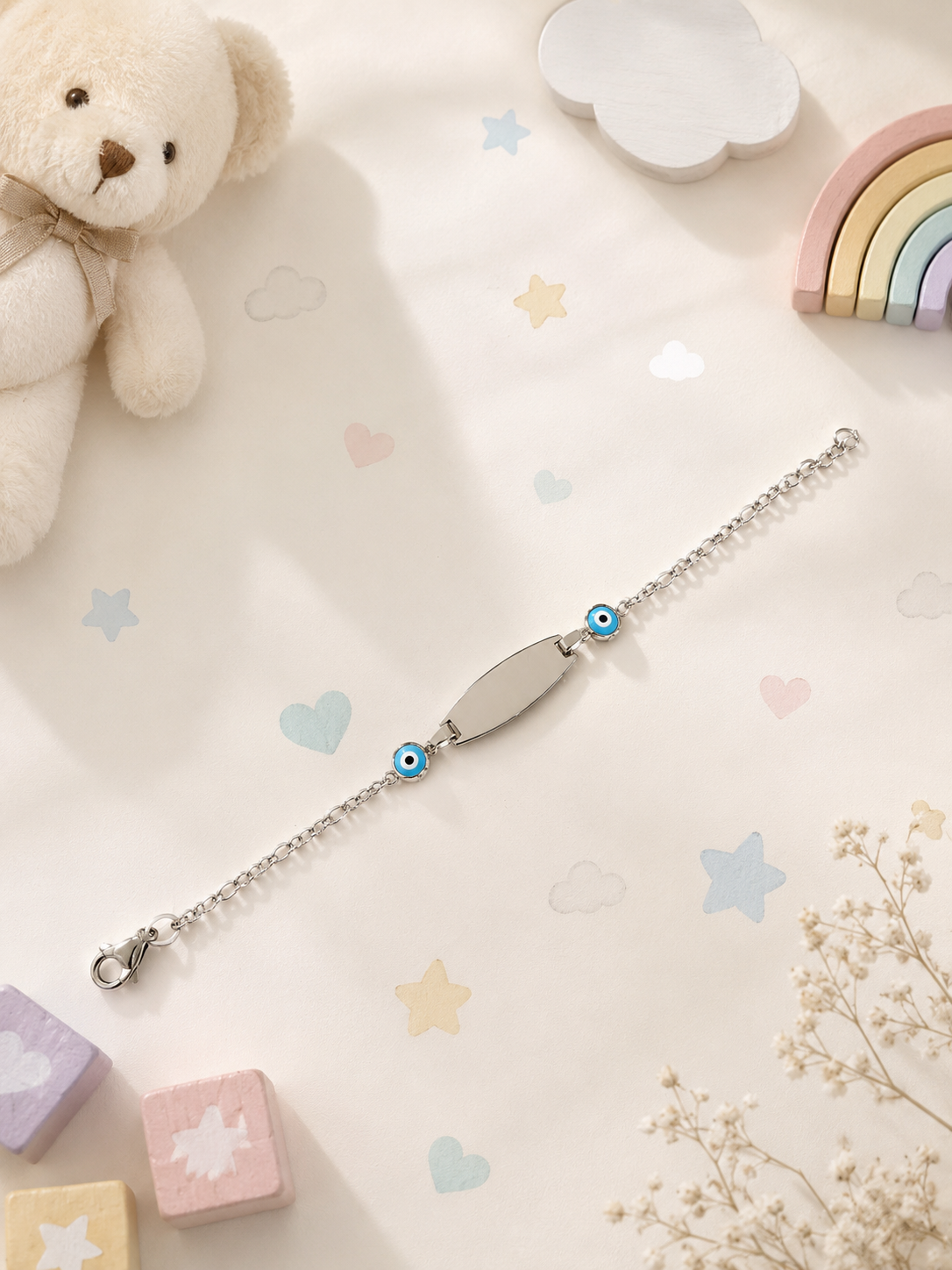 Light Blue Evil Eye Kid Bracelet