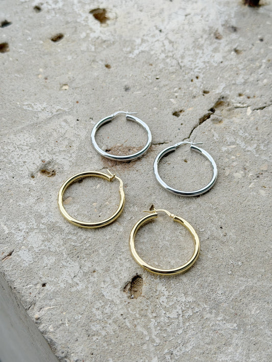 Silver 925 Hoop Earrings Available In Gold & Silver Color