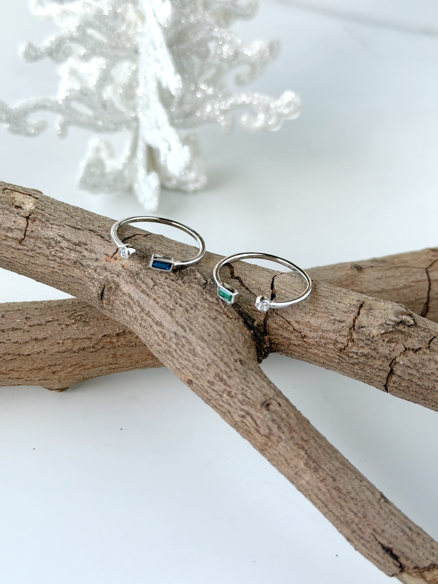 Adjustable Rectangle & Round Stone Design Ring