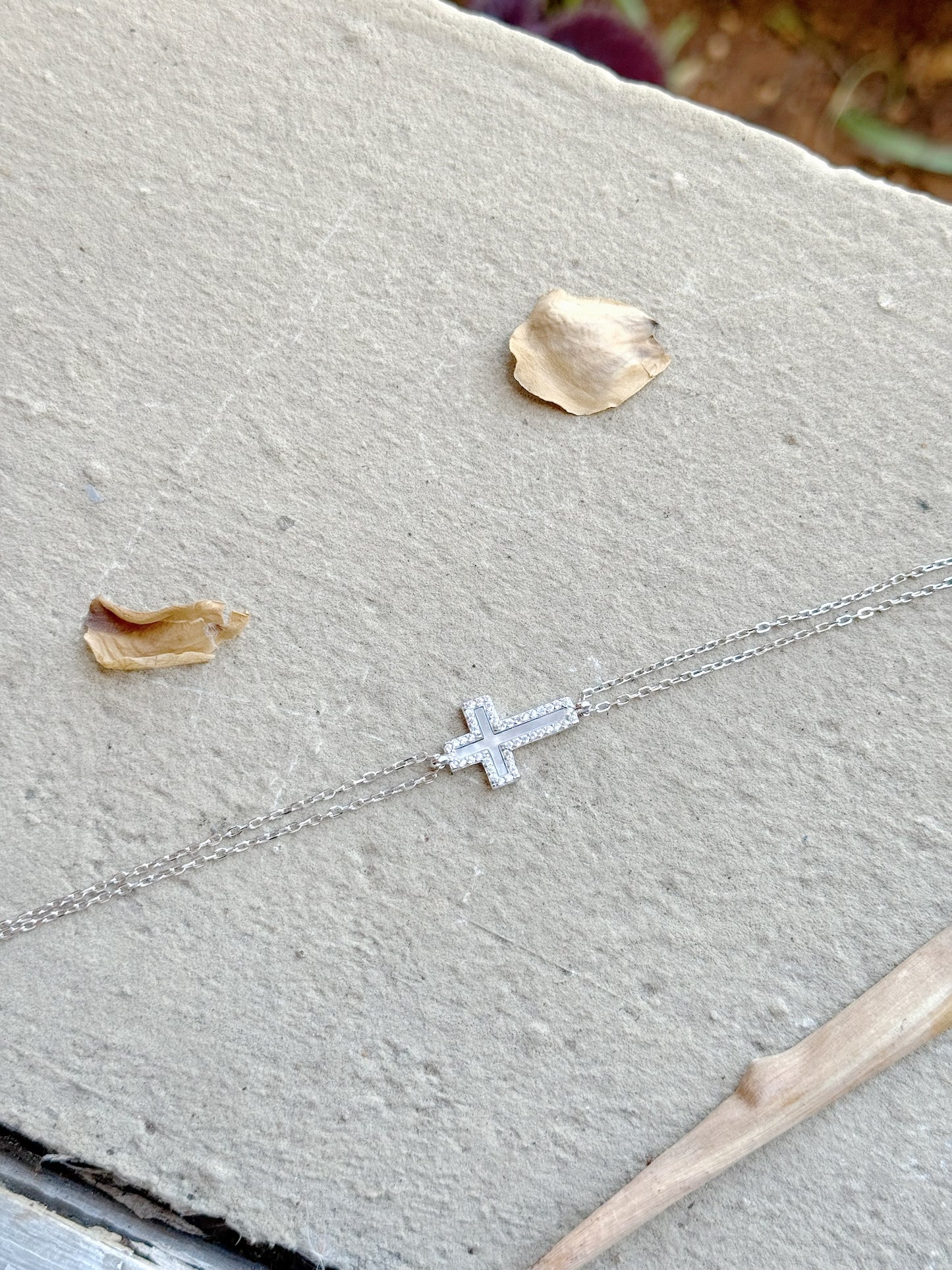 Double Chain Cross Design Bracelet