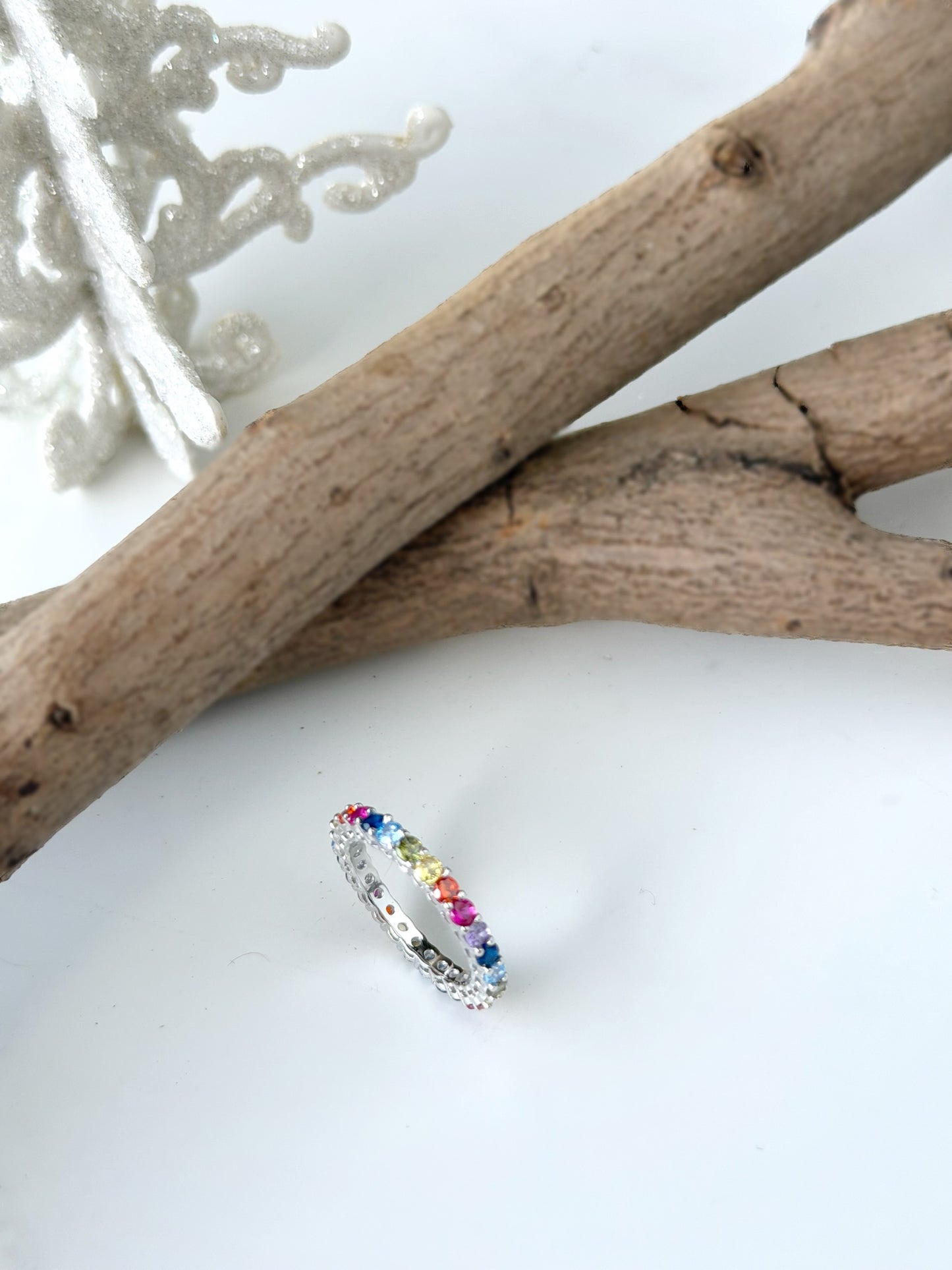 Multi Coloured Small Round Stone Design Ring