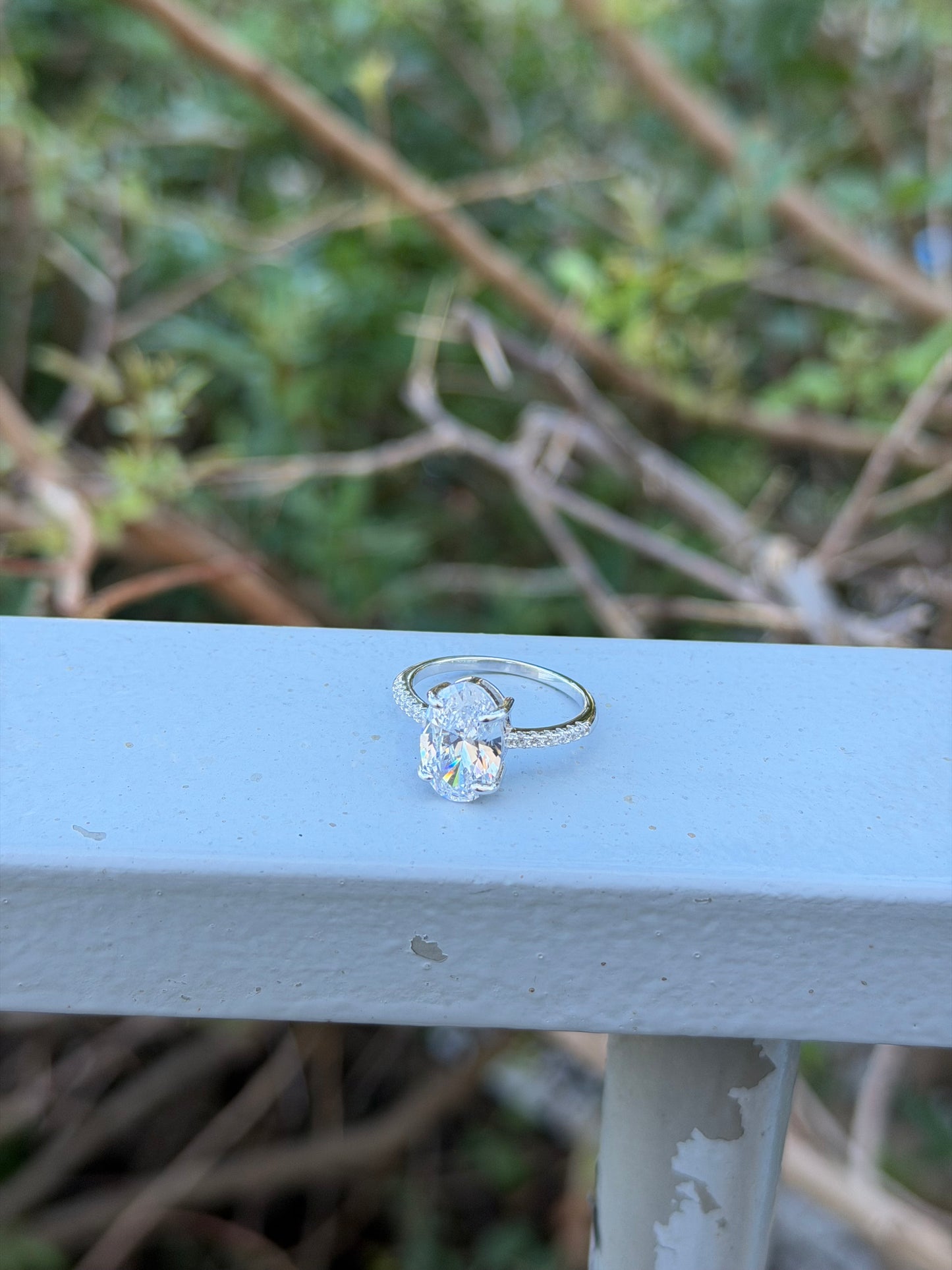 Big Oval Shape Stone Design Ring With Small Zircon Stones