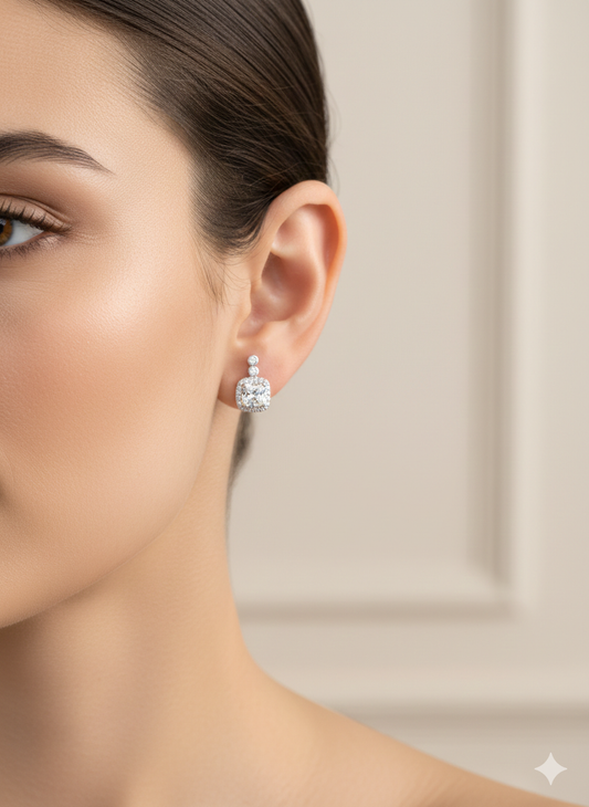 Cushion Cut Design Earrings