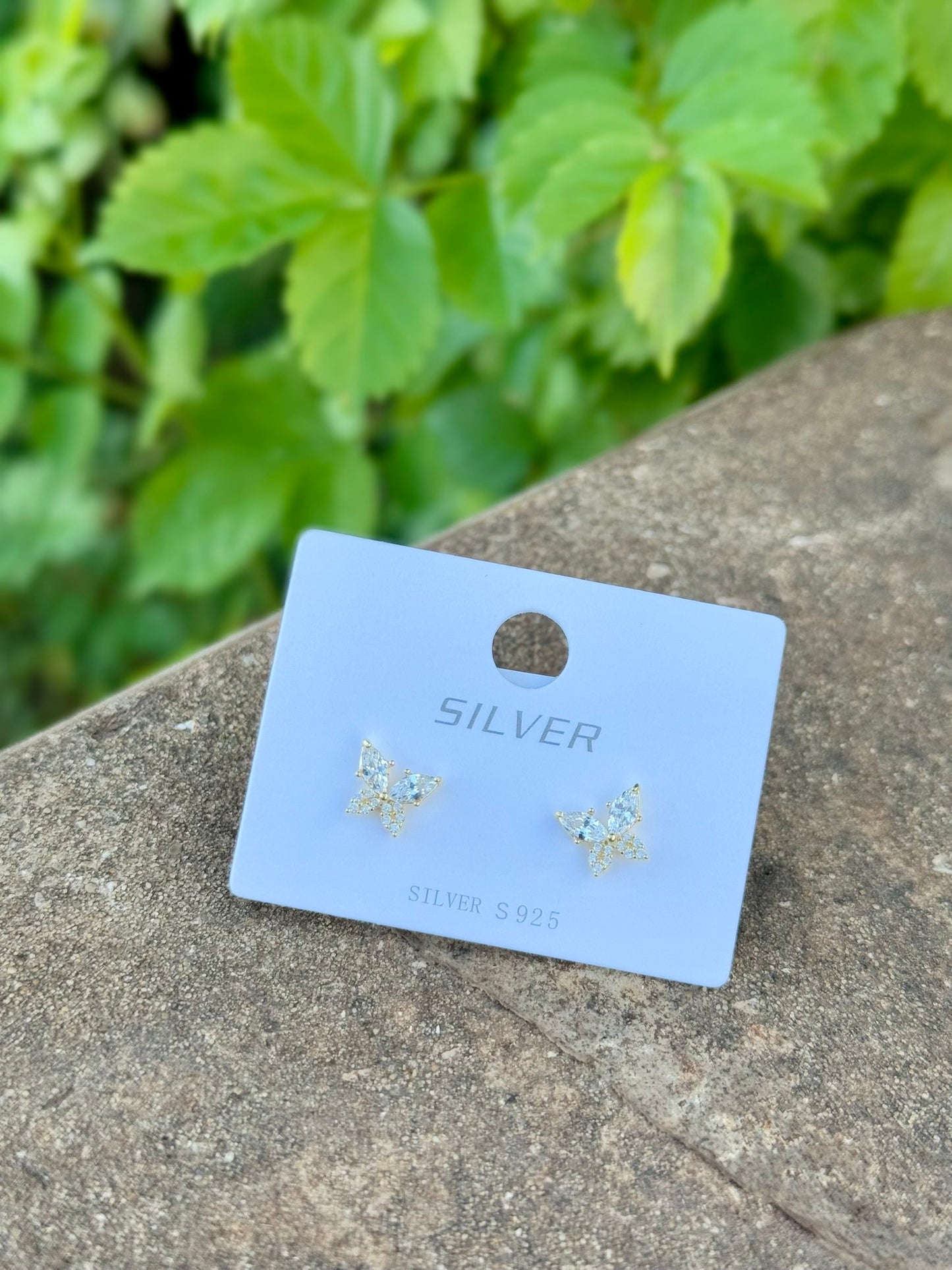 Silver 925 Gold Plated Butterflies Earrings