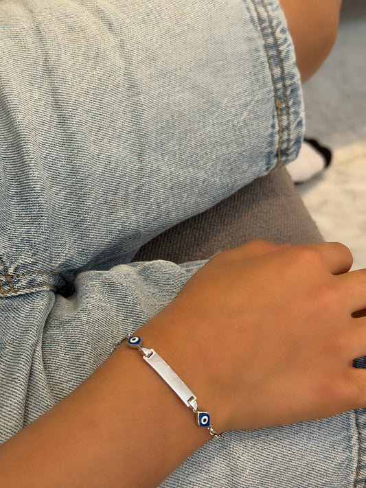 Silver 925 Kid Bracelet With Evil Eyes