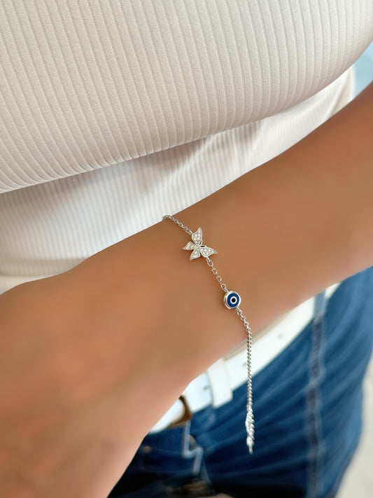 Butterfly & Evil Eye Design Bracelet