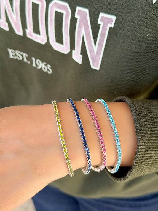 Tennis Bracelet Available in Four Colours- 17 cm Length