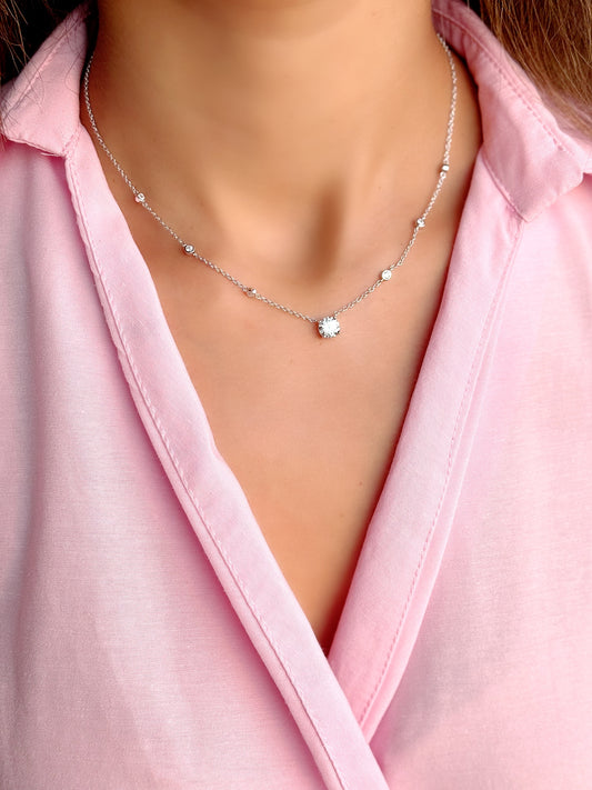 Round Stone Necklace With Small Stones