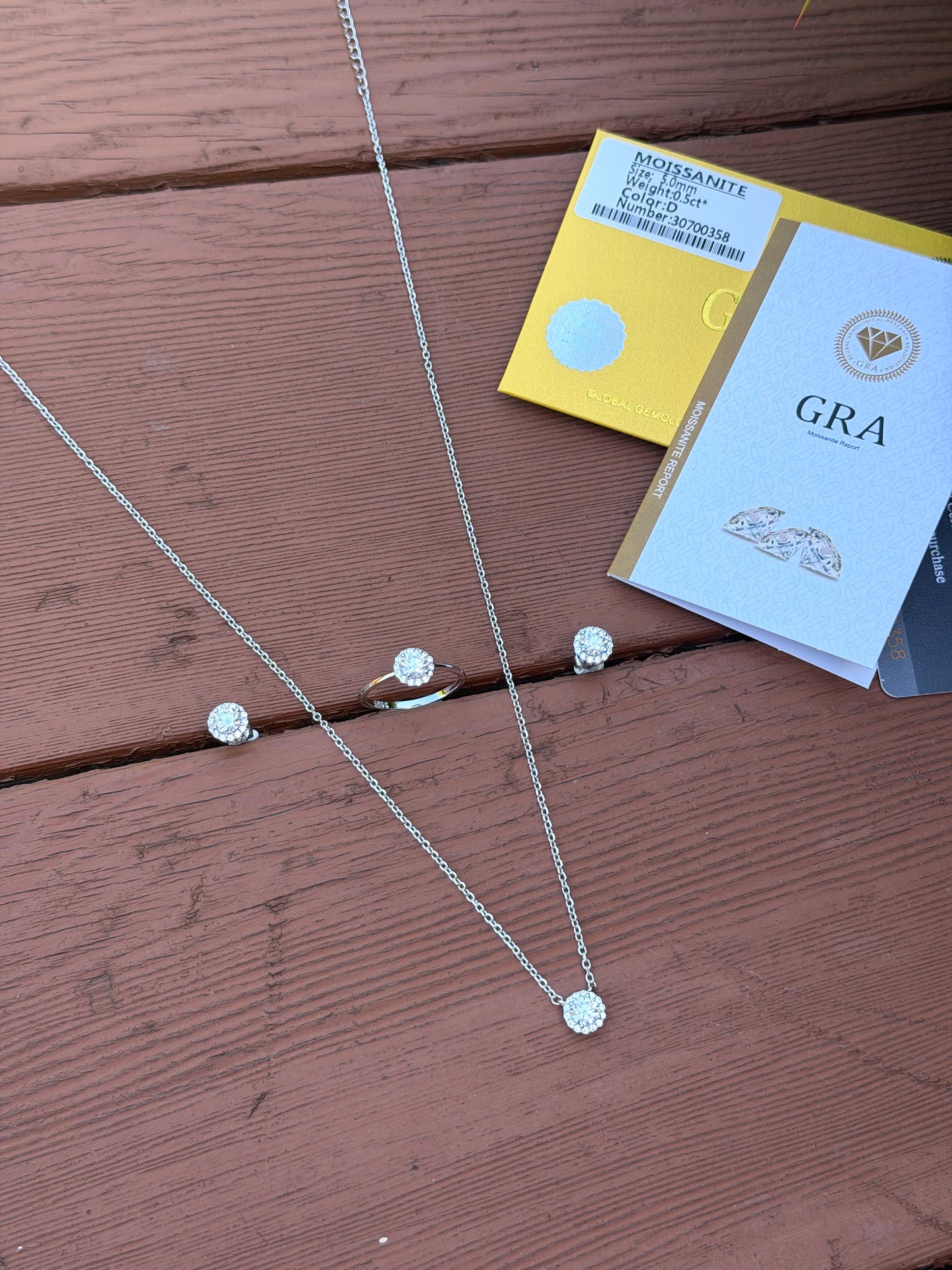 Moissanite Round Stone Set with Certificate (Necklace+Ring+Earrings)
