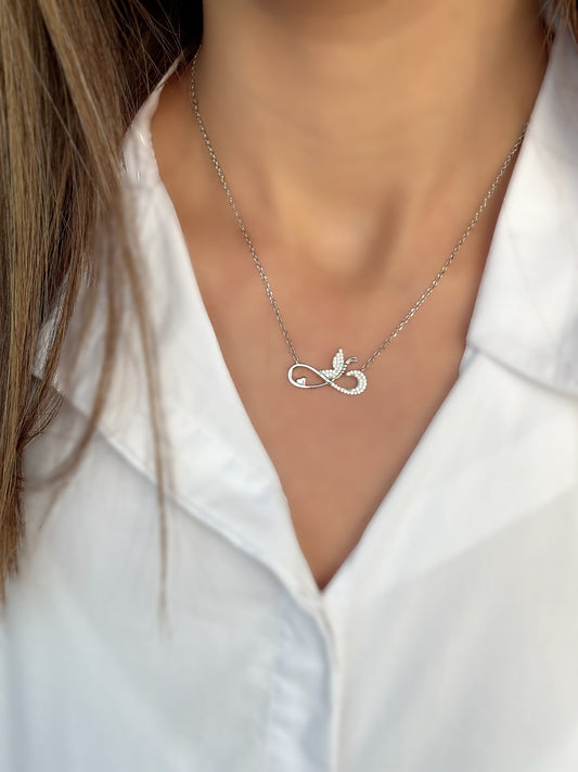 Infinity Design Necklace With Butterfly