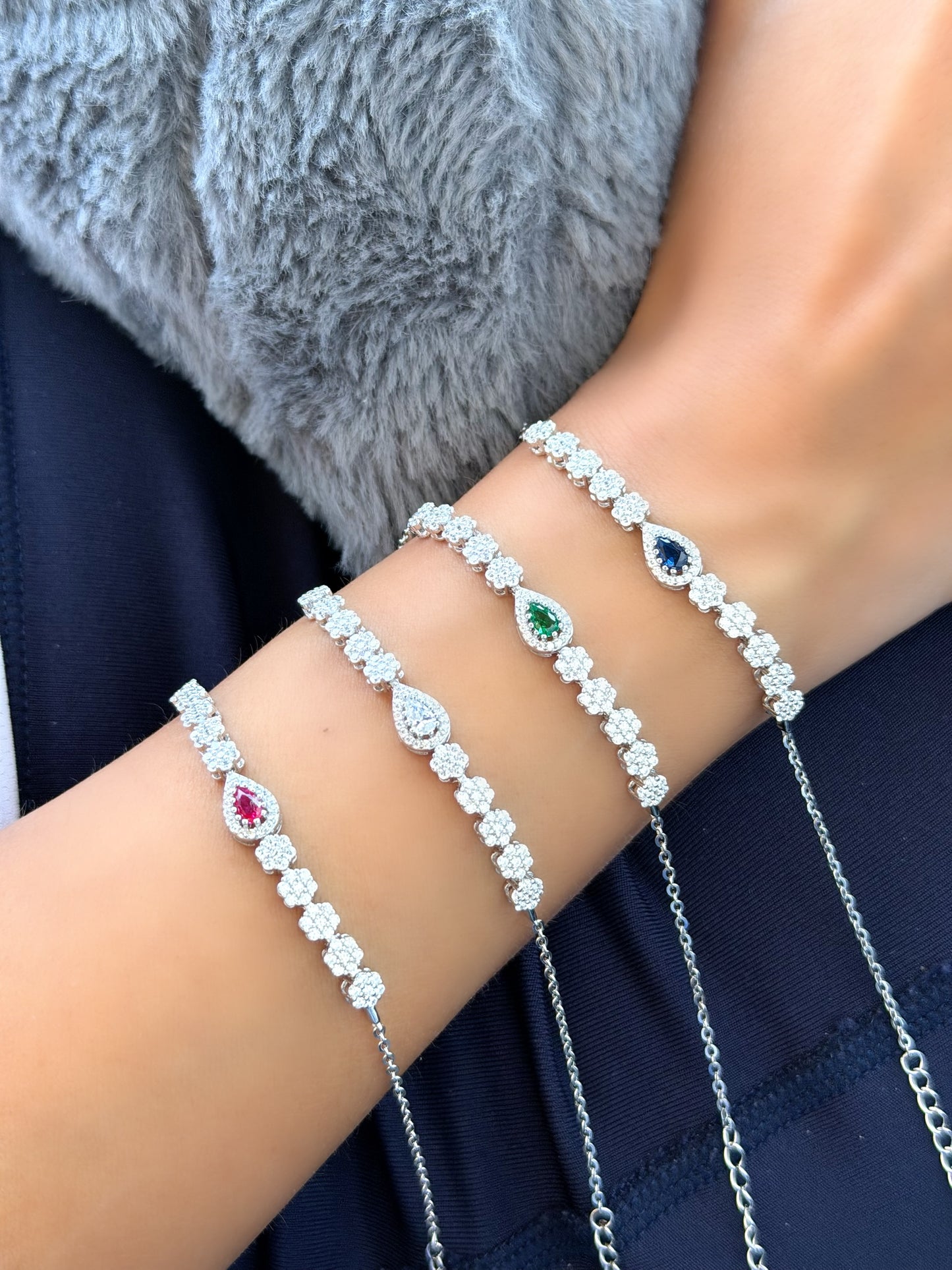 Elegant Tear Drop Design Bracelet Available In Three Colors