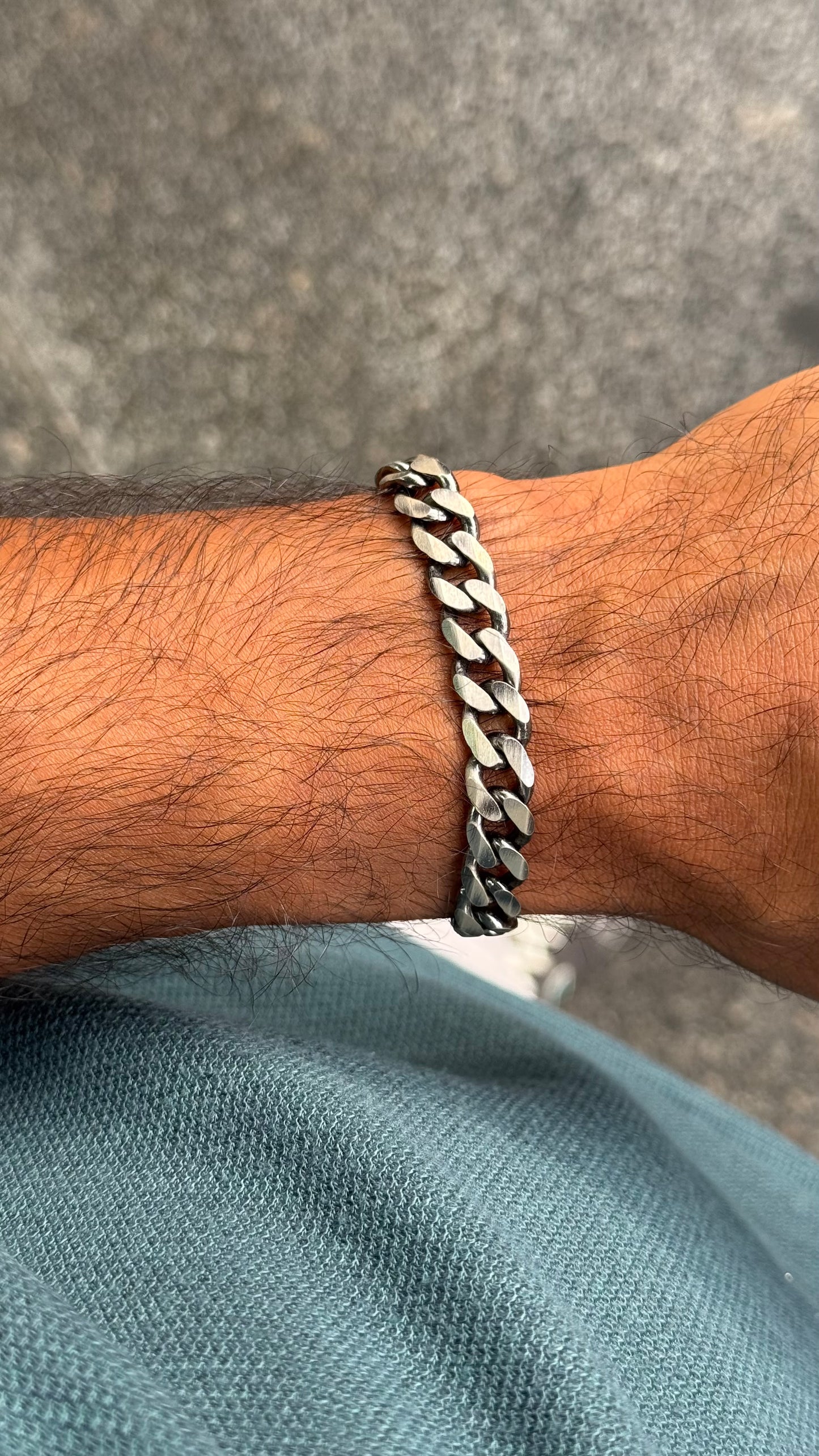 Men’s Cubic Link Chain Bracelet Grey Color