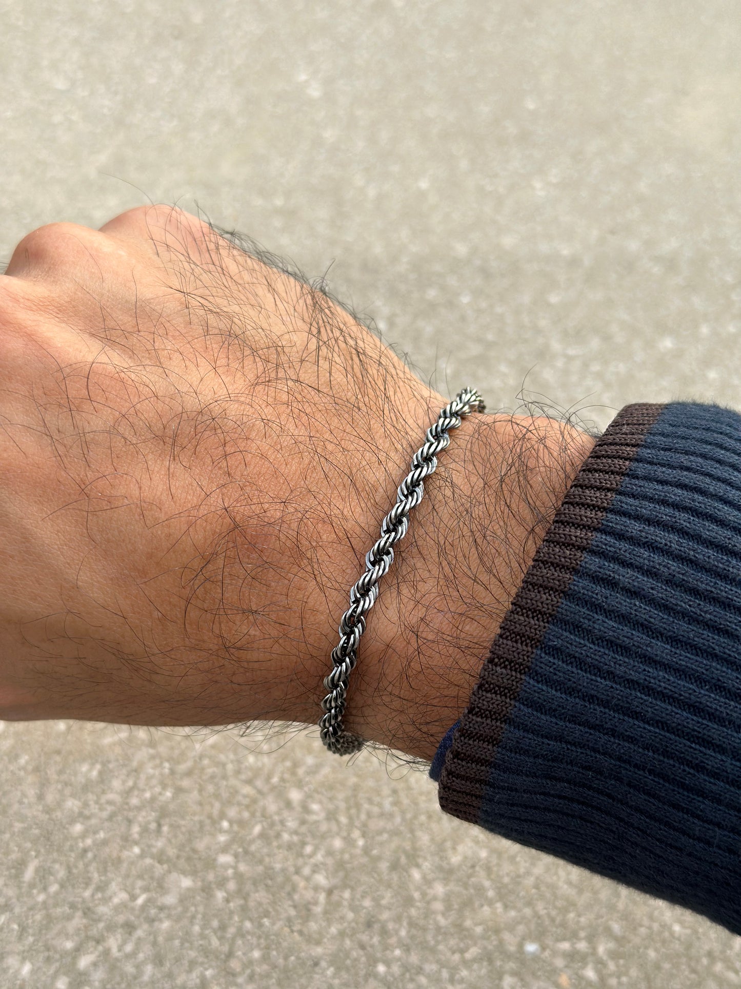 Oxidized Twisted Rope Chain & Bracelet for men