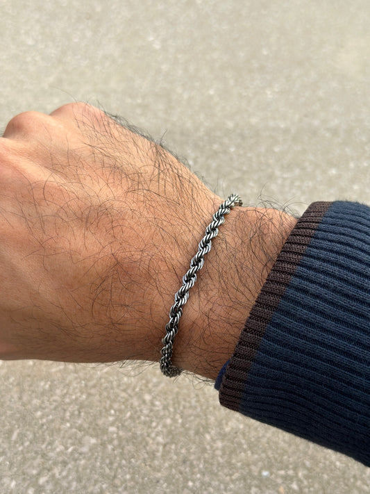 Oxidized Twisted Rope Chain & Bracelet