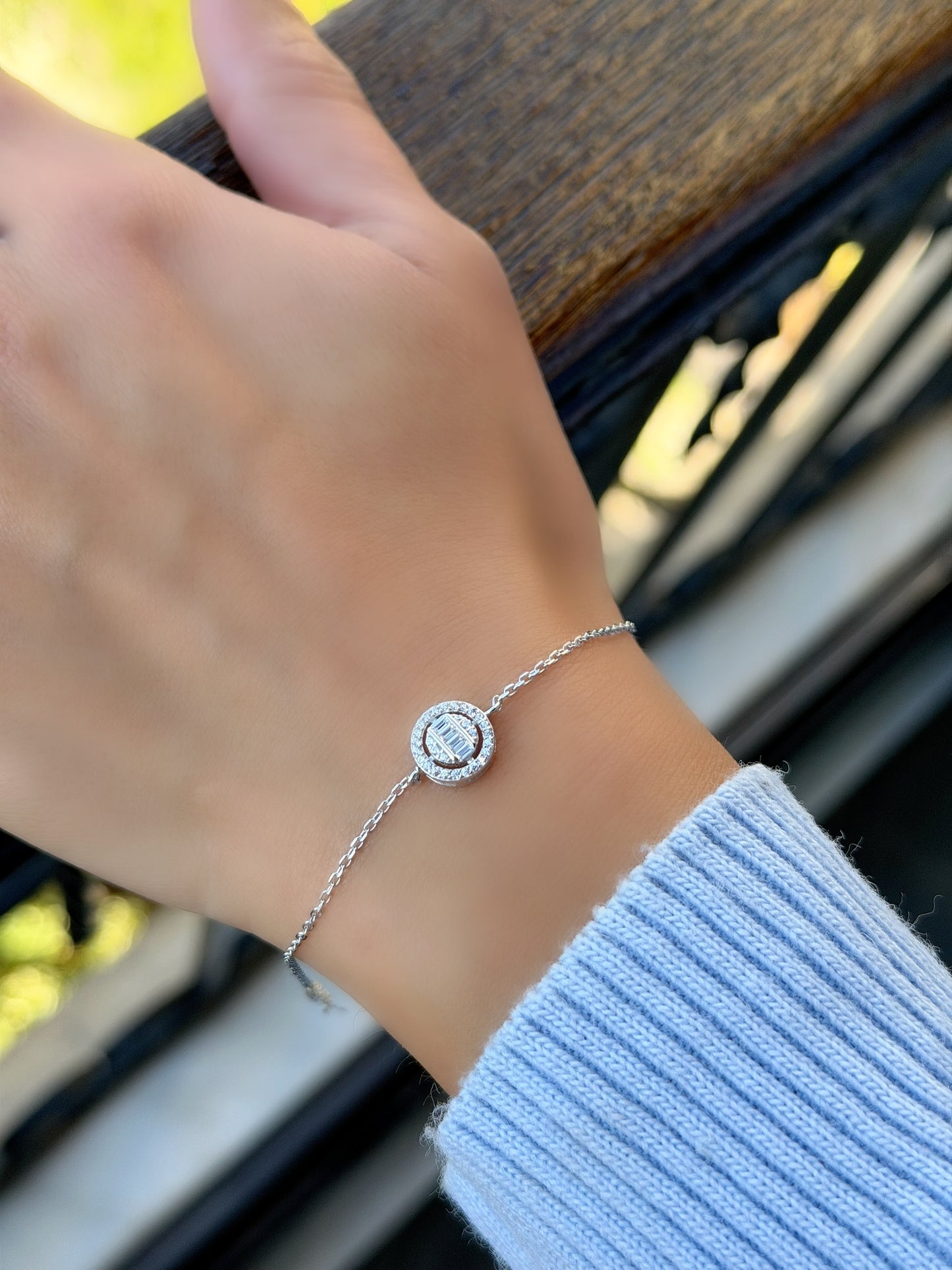 Round Design Baguette Design Stone Bracelet