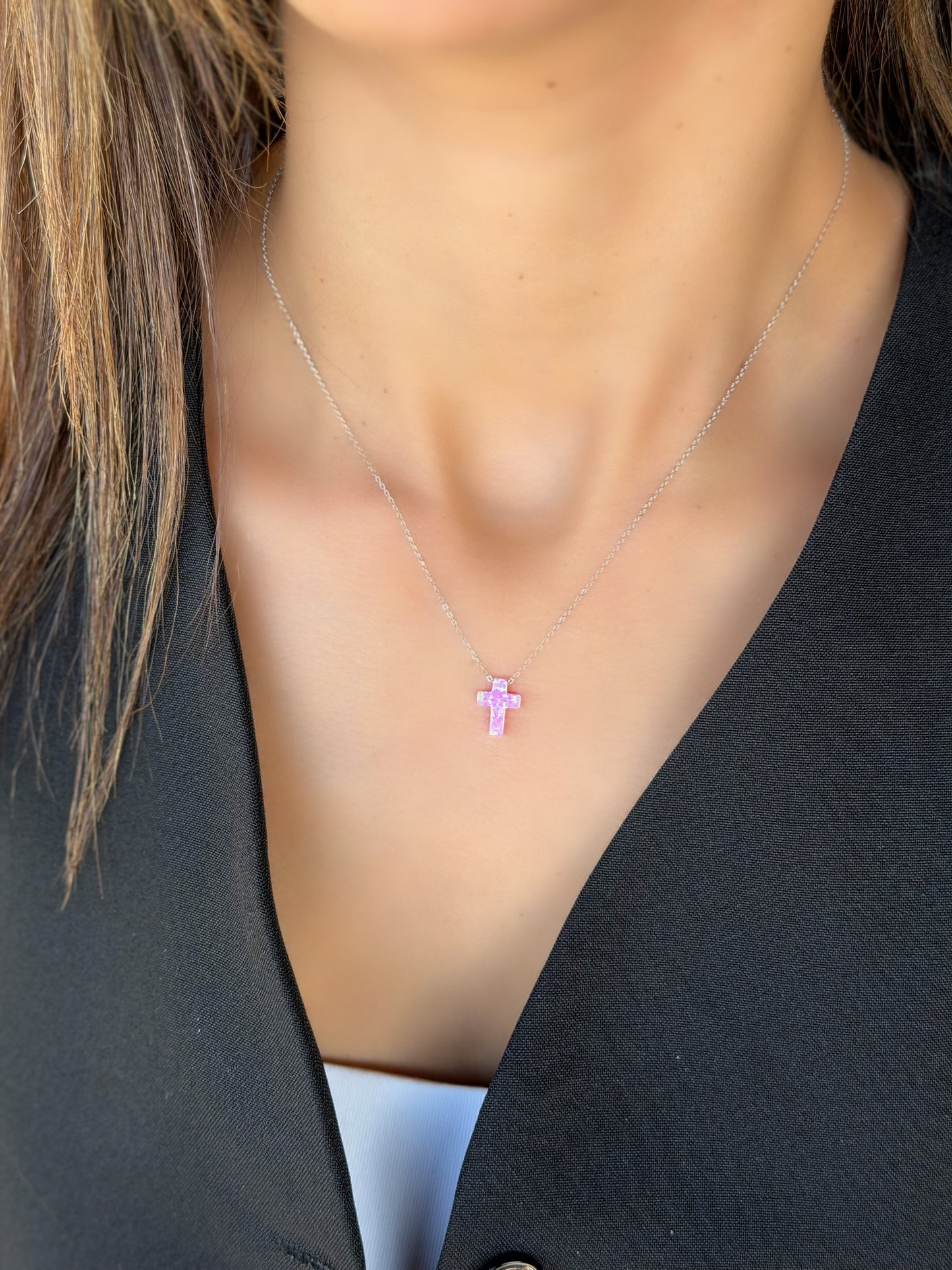 Pink Cross Design Necklace