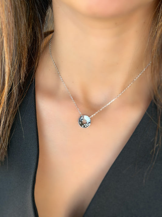 Circle Design Necklace With Small White Stones