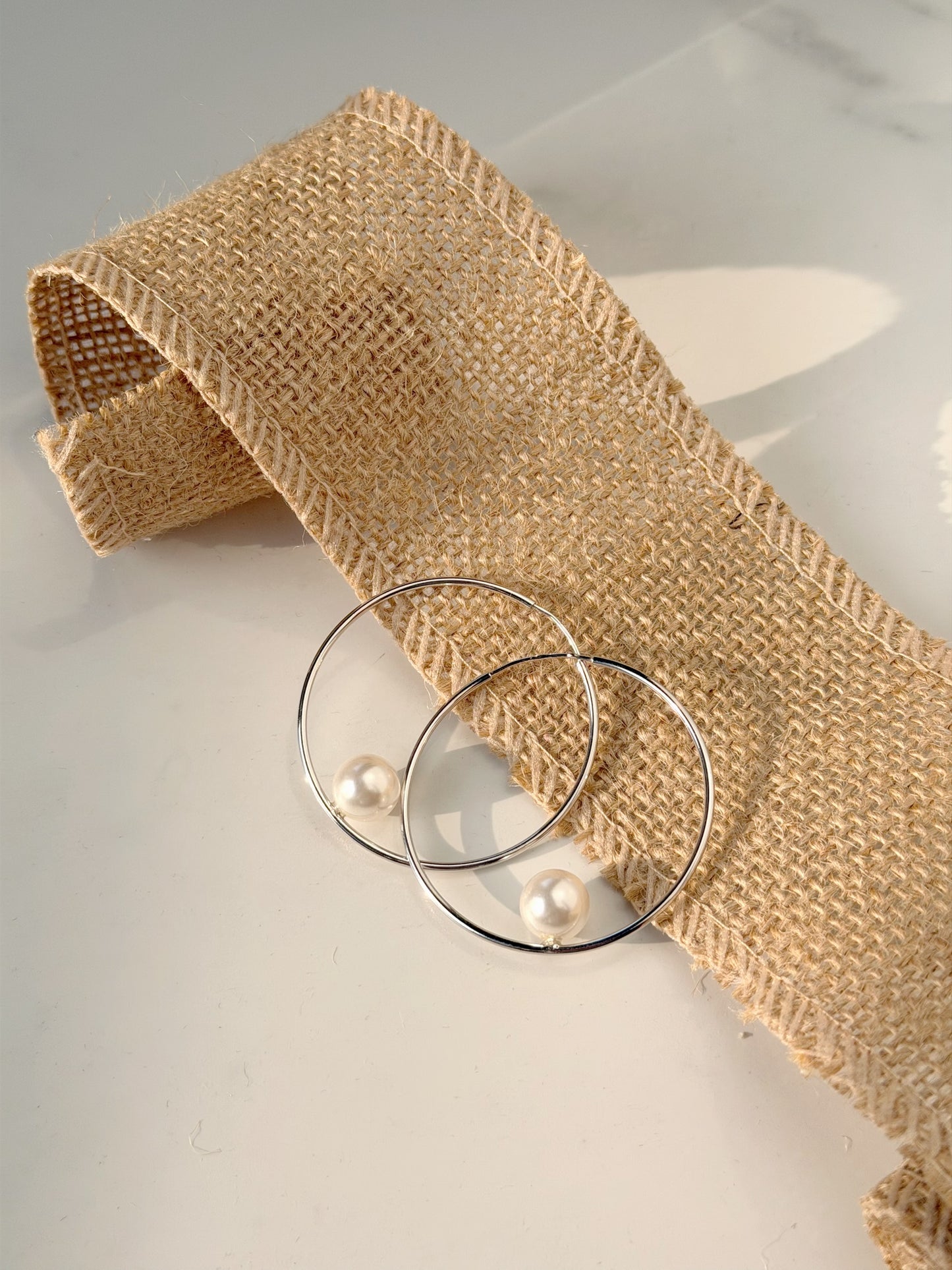 Hoop Design Earrings With Pearl