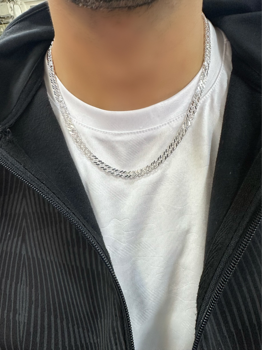 White Double Cubic Chain For Men