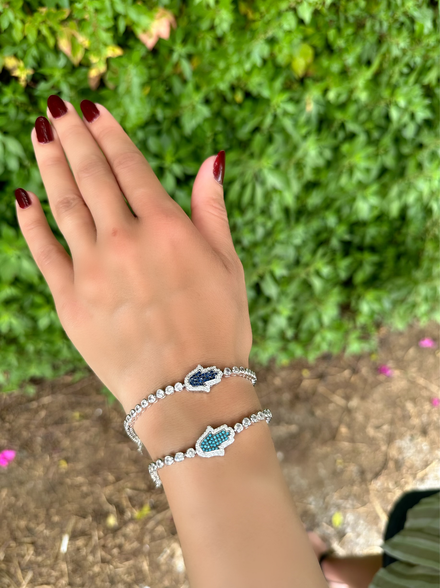 Hand Bracelet With Blue Zircon Stones