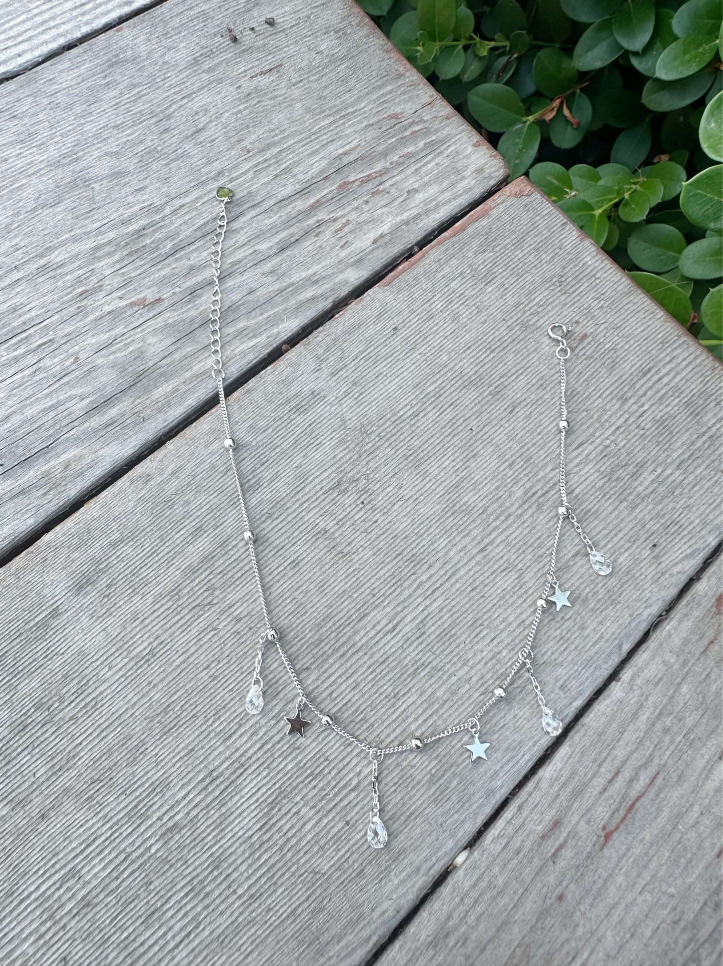 Anklet With Star and Tear Drop Zircon Stones