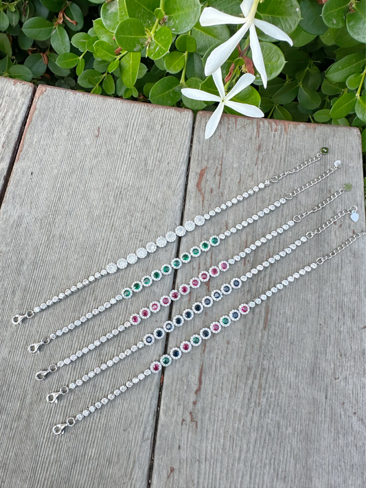 Silver 925 Round Stones Bracelet
