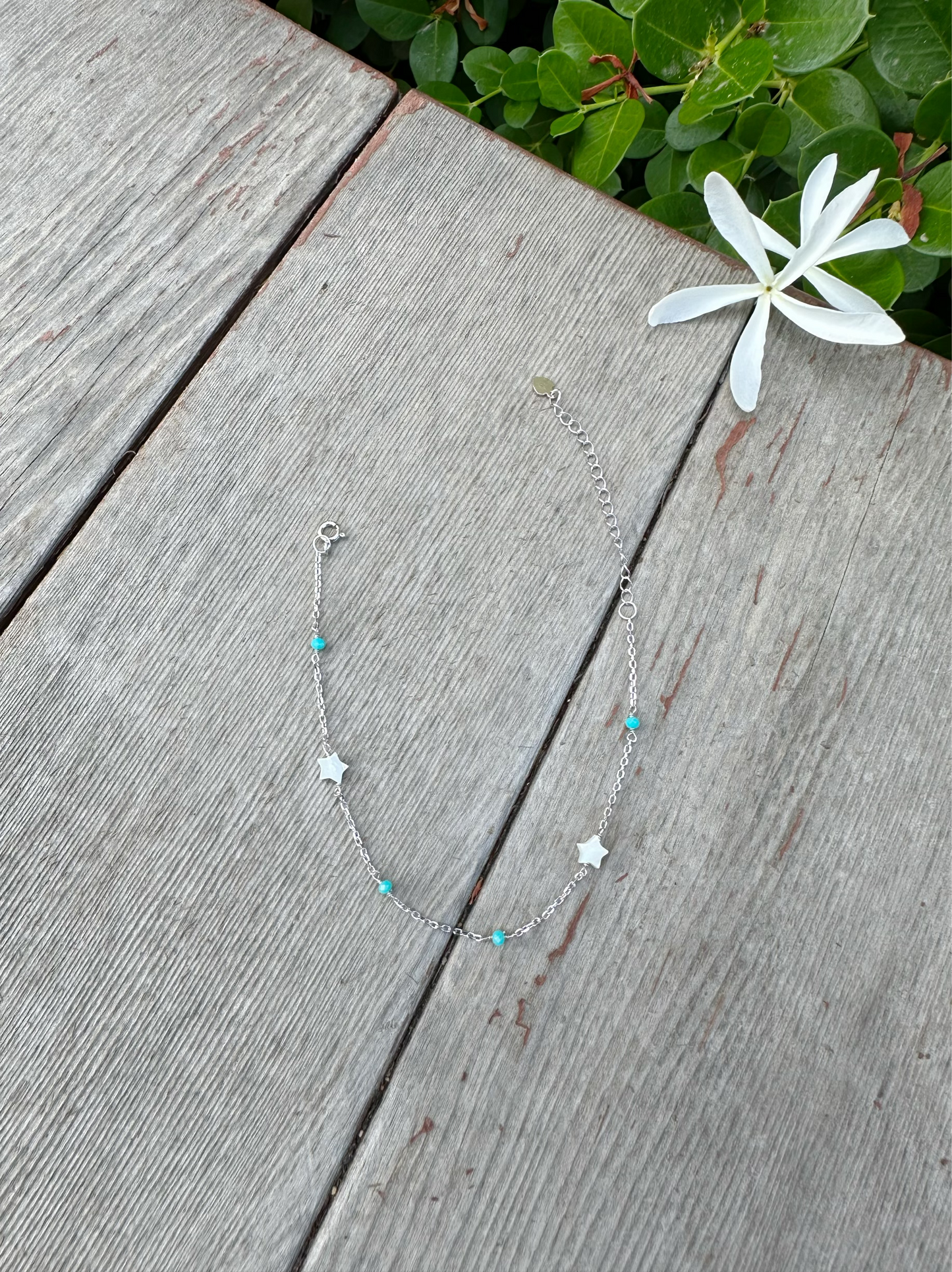 Stars & Blue Beads Anklet