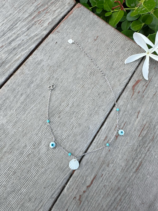 Evil Eye & SeaShell Anklet