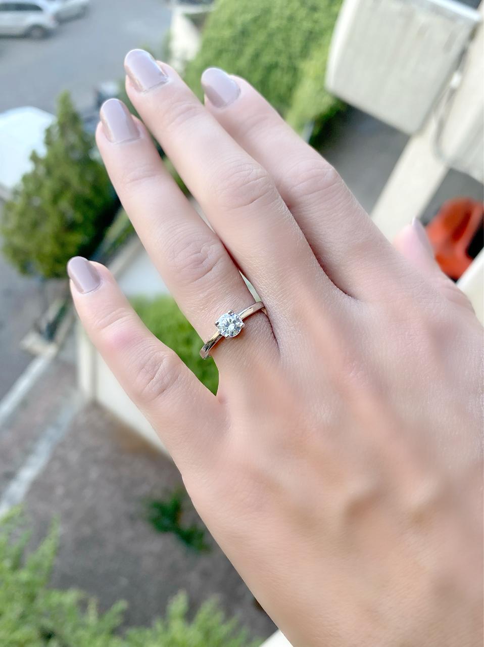 Solitaire Ring with Cubic Zirconia Round Cut